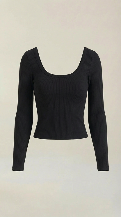 Top Donna a Maniche Lunghe con Scollo Rotondo