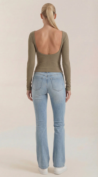 Top Donna a Maniche Lunghe con Scollo Rotondo