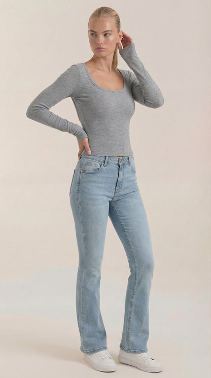 Top Donna a Maniche Lunghe con Scollo Rotondo