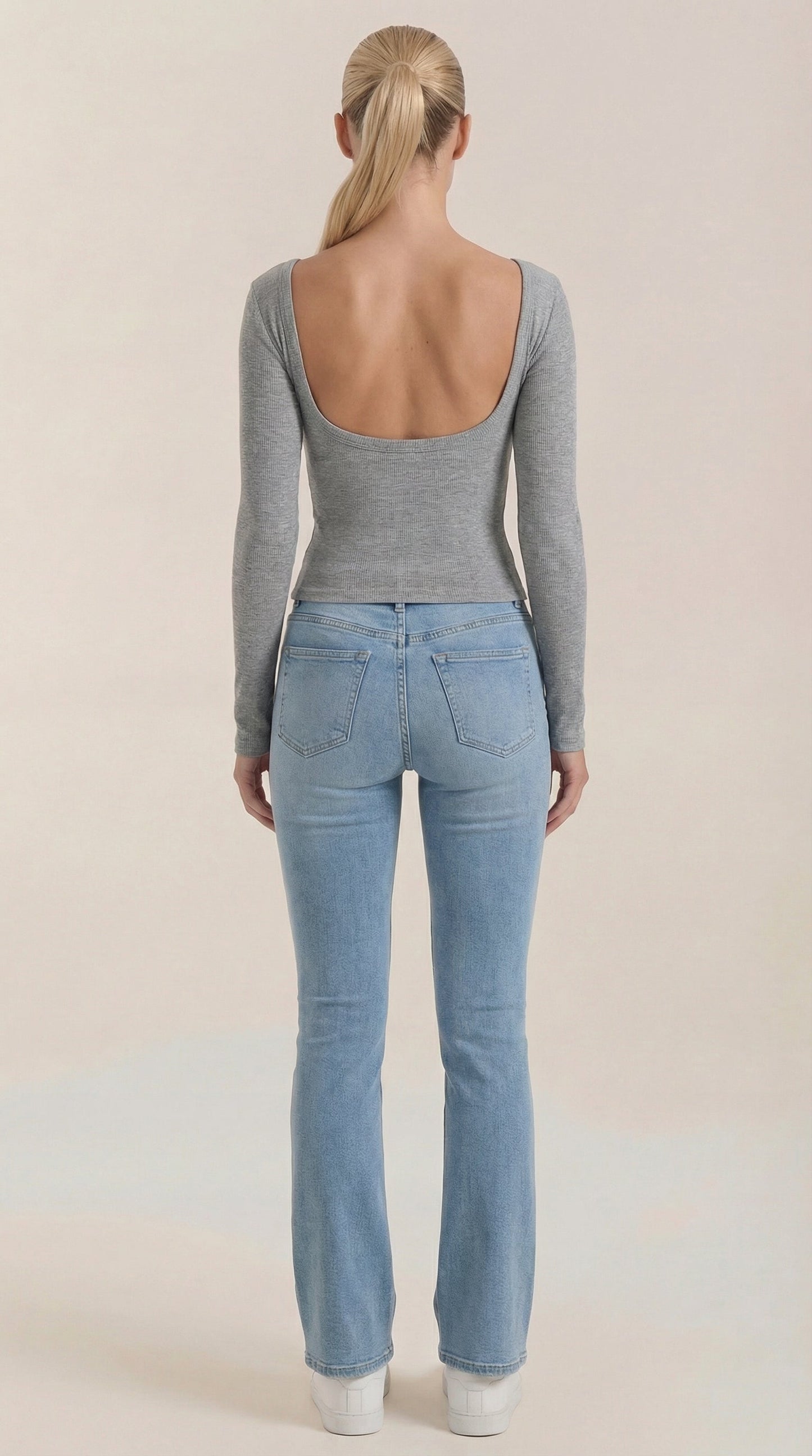Top Donna a Maniche Lunghe con Scollo Rotondo