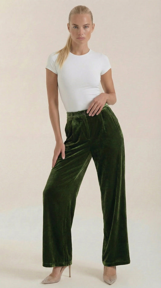 Pantaloni a Palazzo Donna in Velluto