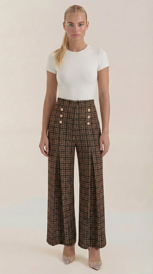 Pantaloni a Palazzo Donna a Quadri