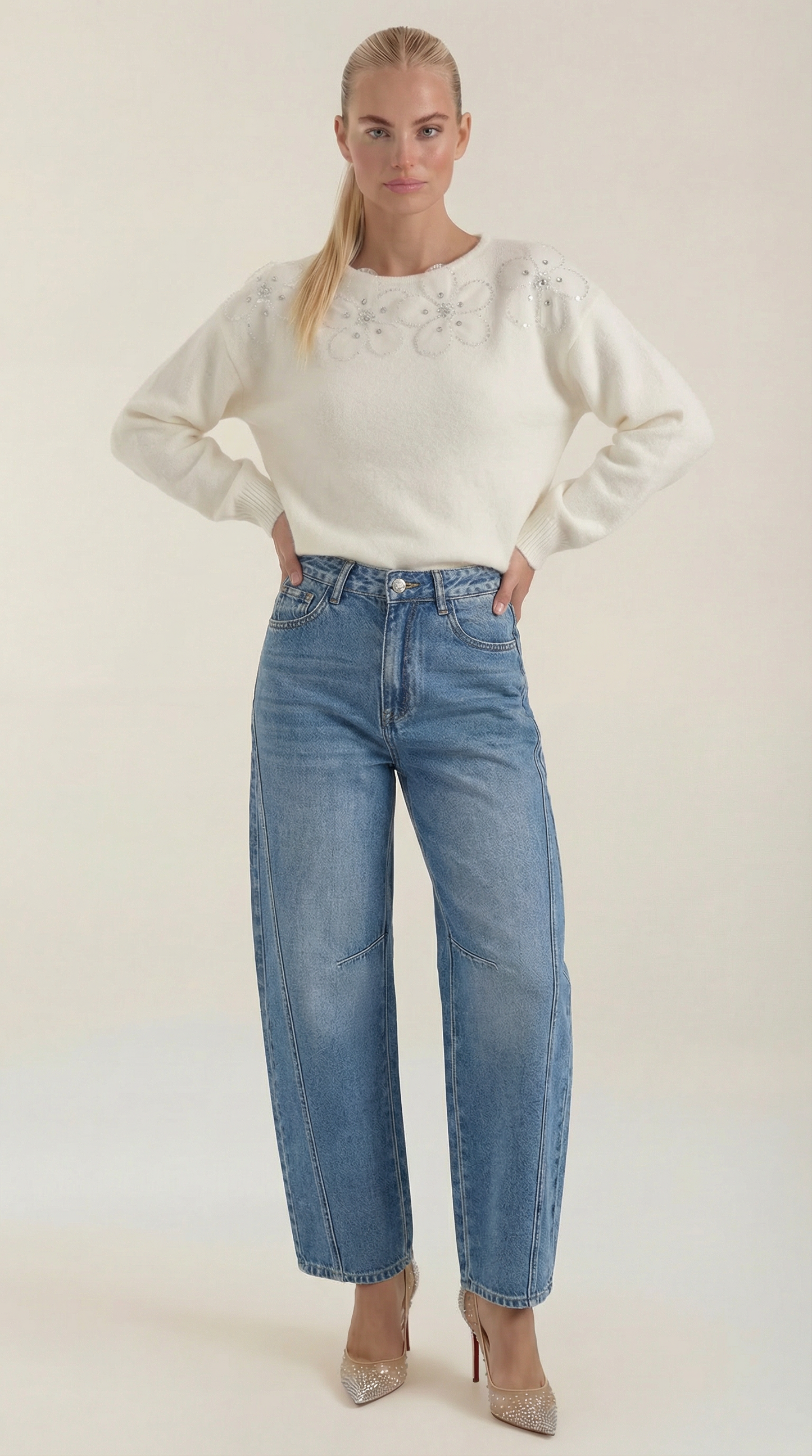Maglione Donna con Perle e Strass