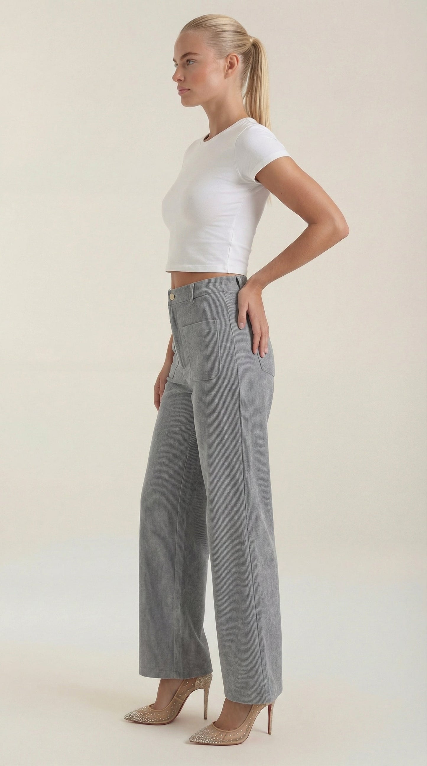 Pantaloni Donna in Velluto a Coste Ampi