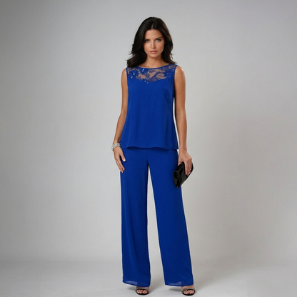 Itziar | Completo Donna Tre Pezzi in Chiffon con Strass