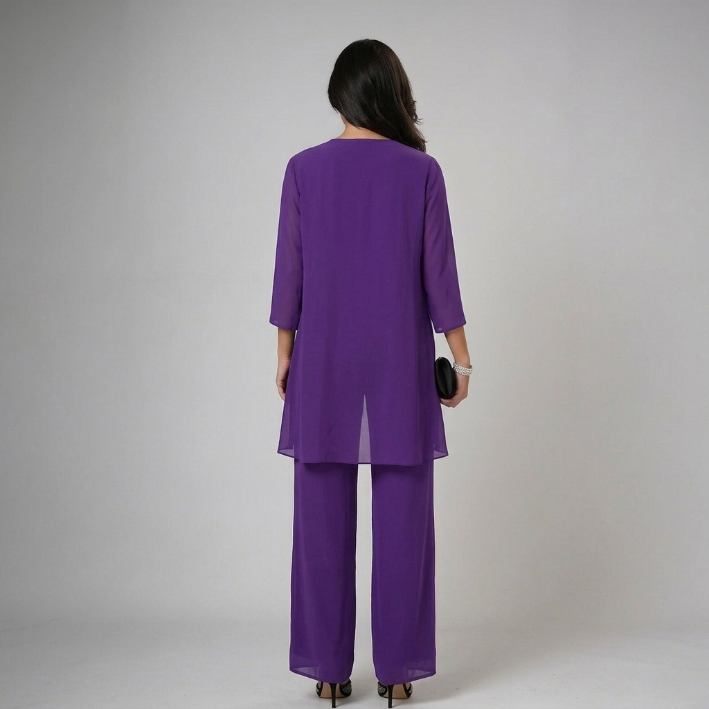 Itziar | Completo Donna Tre Pezzi in Chiffon con Strass