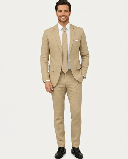 Abito Uomo Slim Fit in Lino Leggero Monopetto Due Bottoni