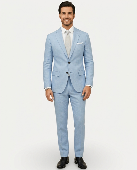 Abito Uomo Slim Fit in Lino Leggero Monopetto Due Bottoni
