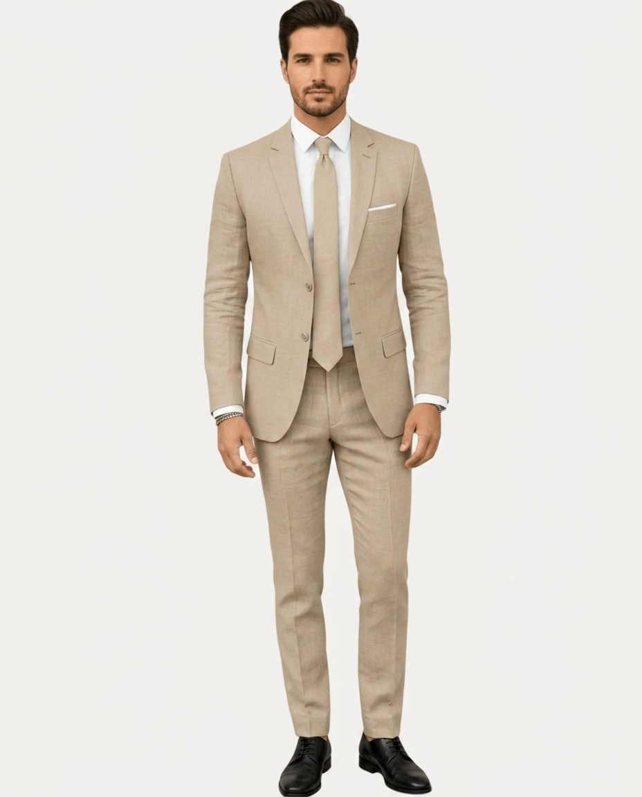 Abito Uomo Slim Fit in Lino Leggero Monopetto Due Bottoni