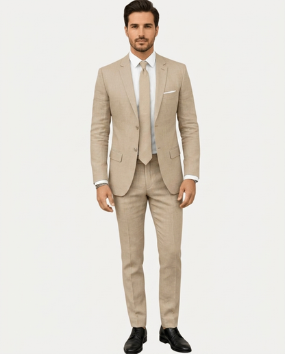 Abito Uomo Slim Fit in Lino Leggero Monopetto Due Bottoni