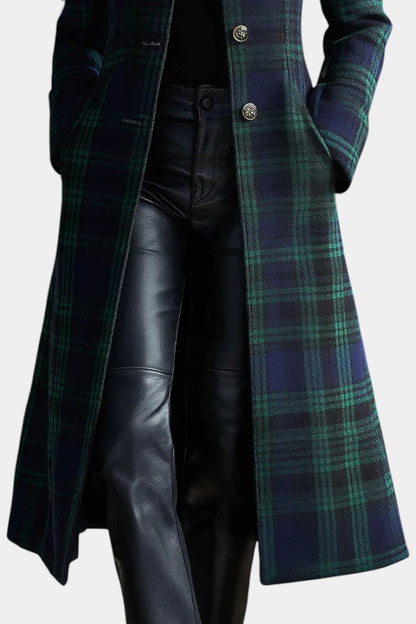 Rebecca | Cappotto Midi Donna a Quadri con Collo Alto
