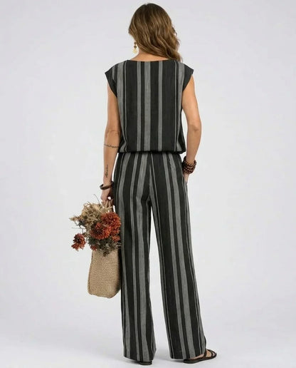 Alessia | Completo Donna 2 Pezzi a Righe Nero