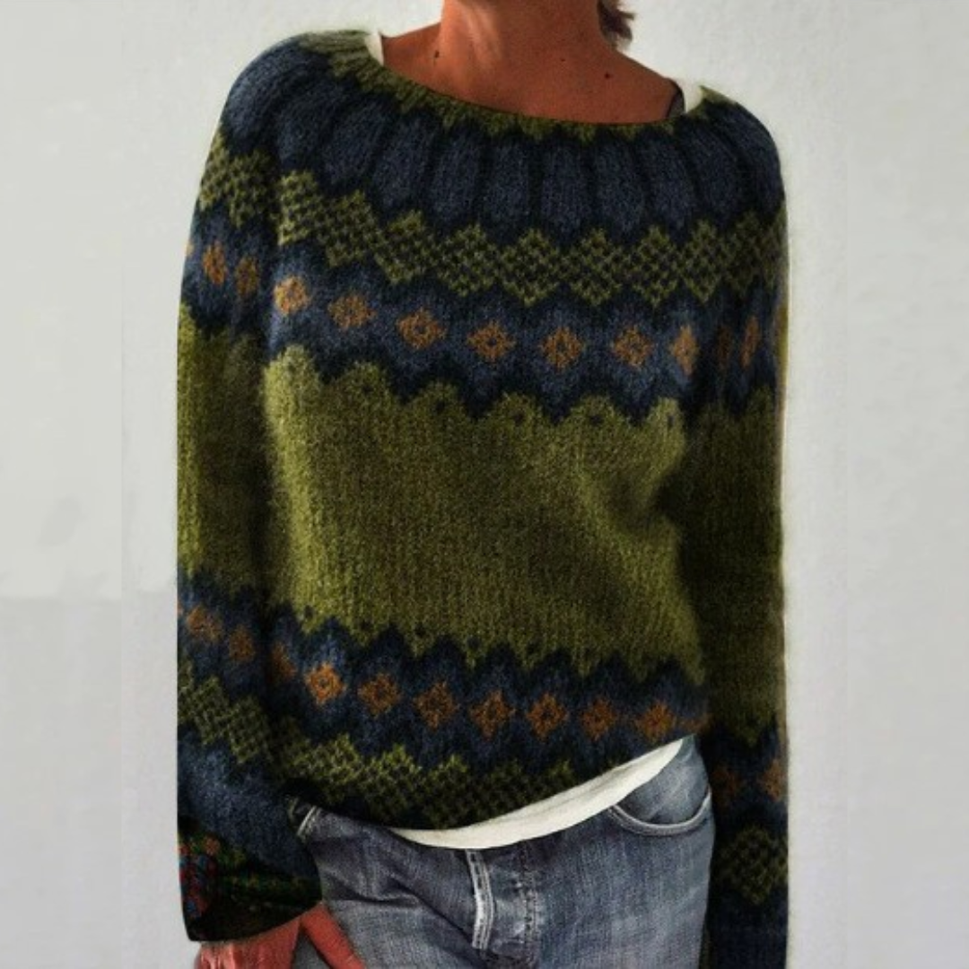 Sonsoles | Maglione Donna in Maglia Retro con Motivo Lavorato