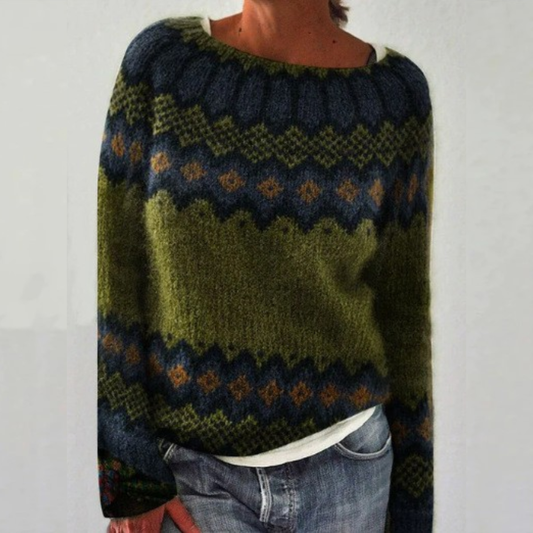 Sonsoles | Maglione Donna in Maglia Retro con Motivo Lavorato