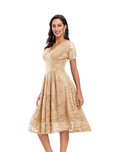 Abito Midi Donna in Pizzo Ricamato