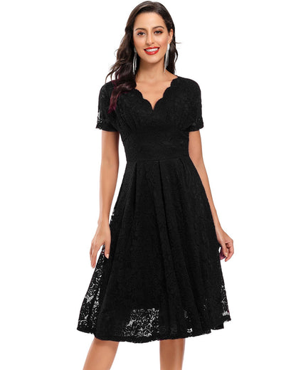 Abito Midi Donna in Pizzo Ricamato