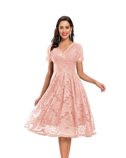 Abito Midi Donna in Pizzo Ricamato