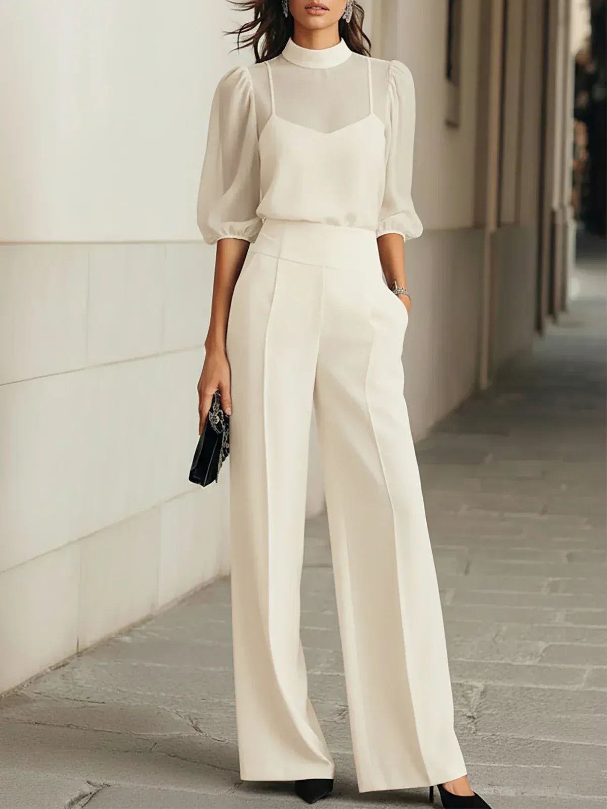 Violeta | Completo Donna con Top Fluido e Pantalone a Vita Alta