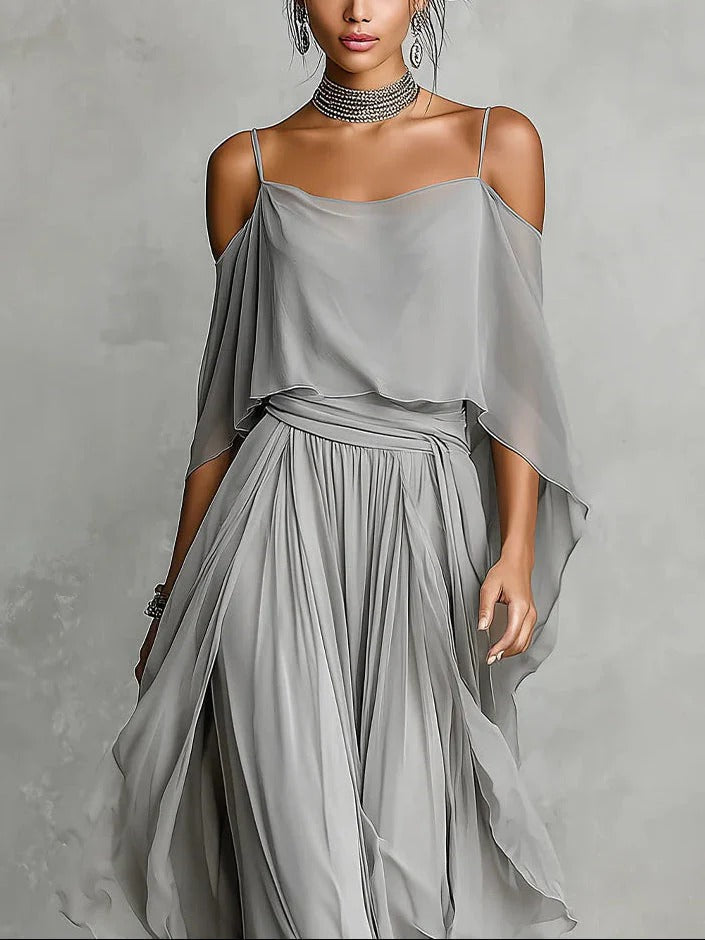 Renata | Completo Donna in Chiffon Grigio