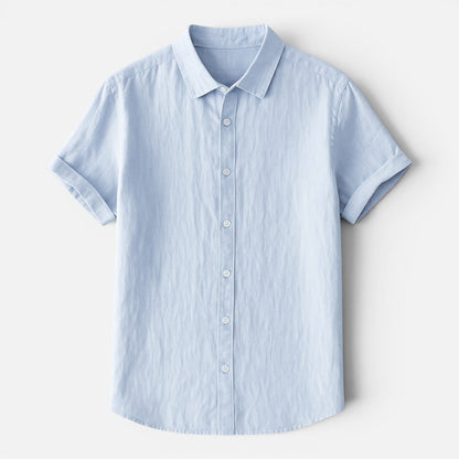 Camicia Uomo in Lino Maniche Corte Traspirante Comoda