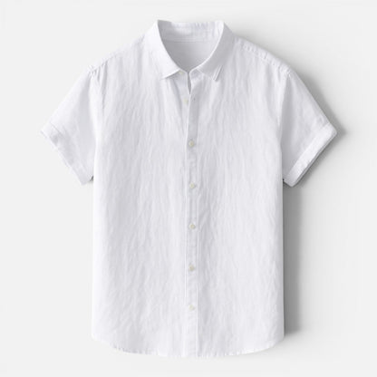 Camicia Uomo in Lino Maniche Corte Traspirante Comoda