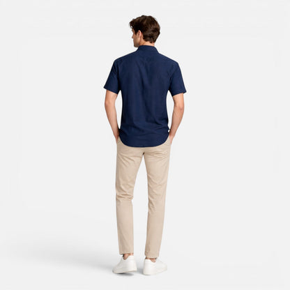 Camicia Uomo in Lino Maniche Corte Traspirante Comoda