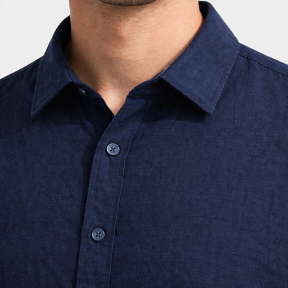 Camicia Uomo in Lino Maniche Corte Traspirante Comoda