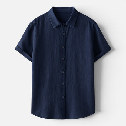 Camicia Uomo in Lino Maniche Corte Traspirante Comoda