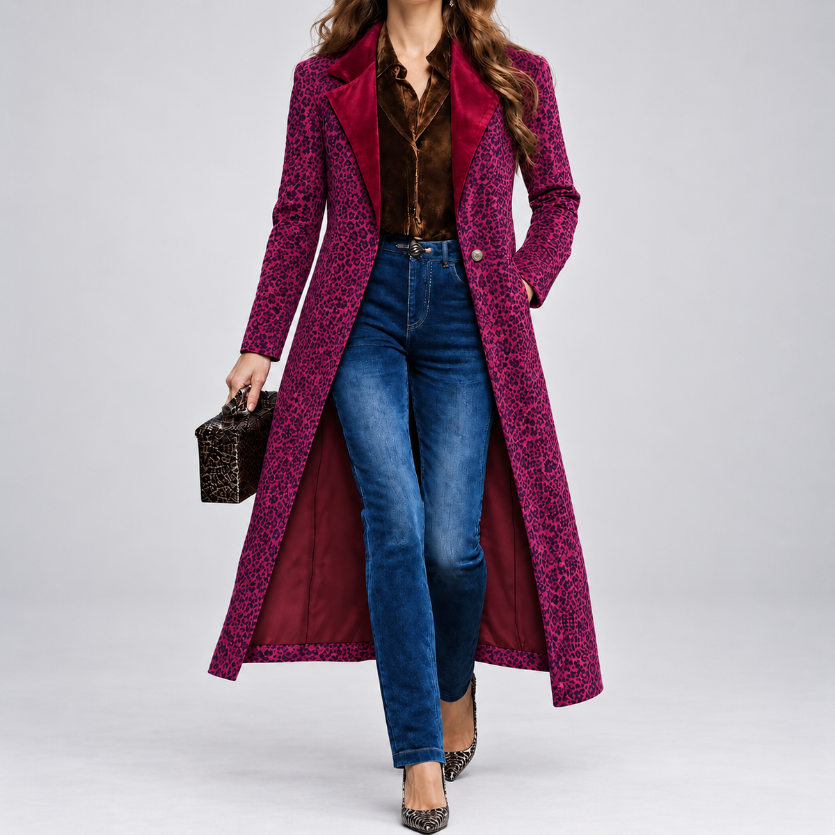 Lavinia | Cappotto Lungo Donna Testurizzato Prugna