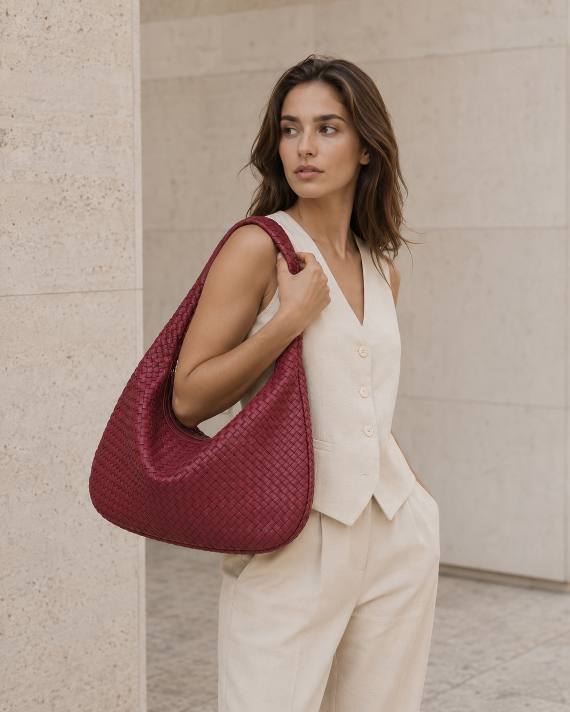 Borsa a Spalla Donna Intrecciata Capiente