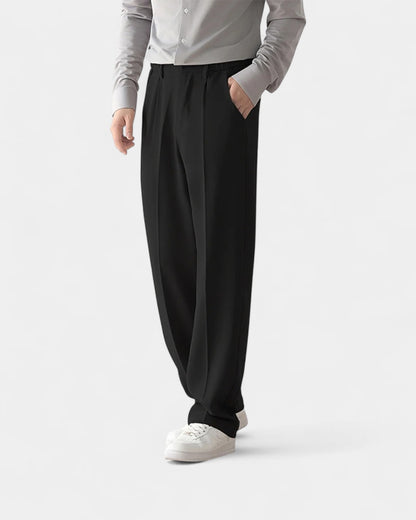 Pantaloni Uomo Sartoriali Semi Ampi Gamba Dritta Linea Pulita