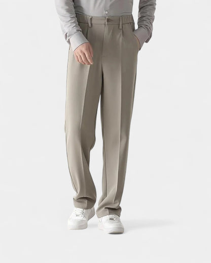 Pantaloni Uomo Sartoriali Semi Ampi Gamba Dritta Linea Pulita