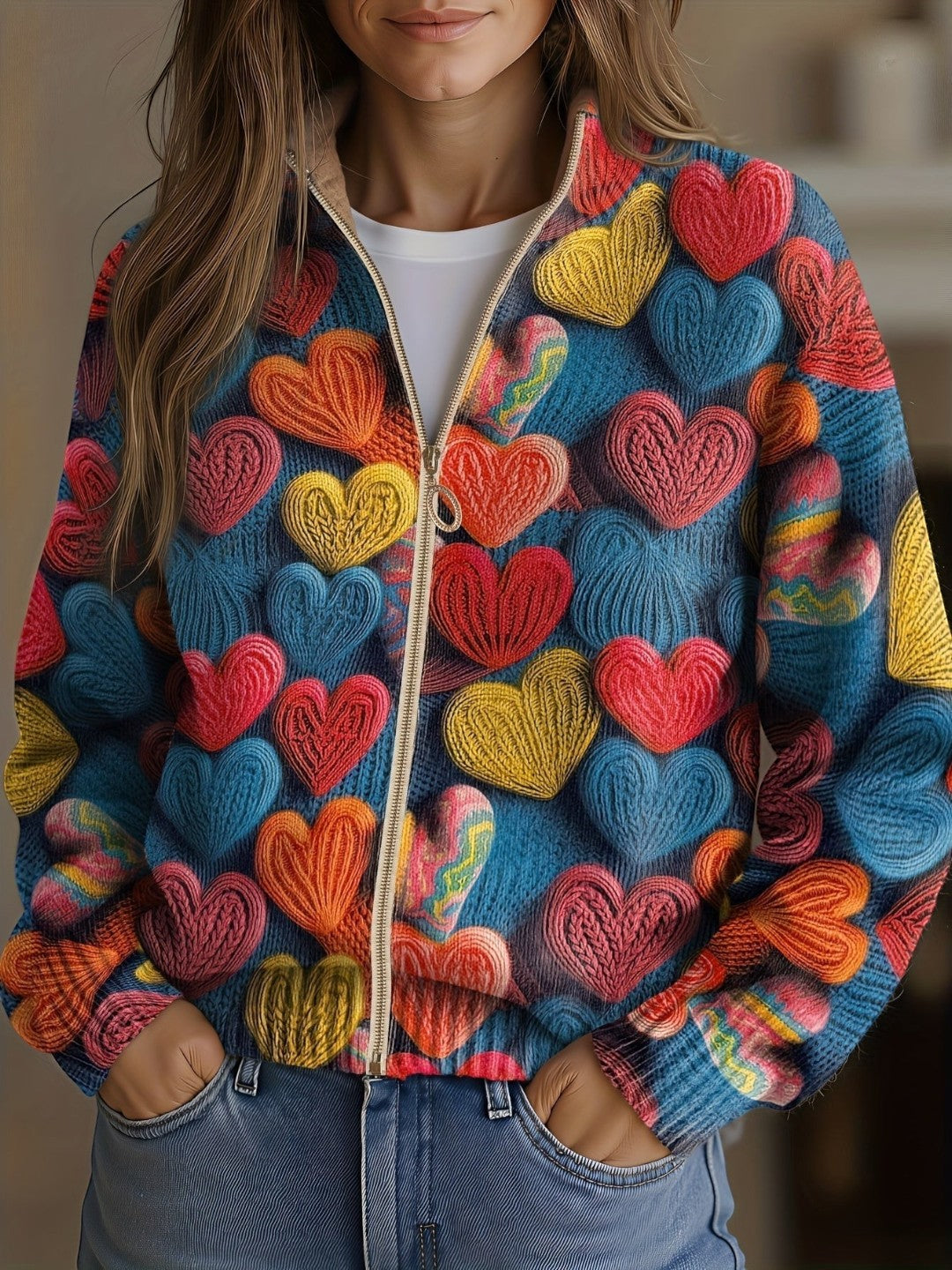 Susanne | Cardigan Donna con Cuori Colorati
