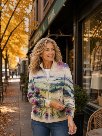 Heike | Cardigan Donna con Cardi e Paesaggio