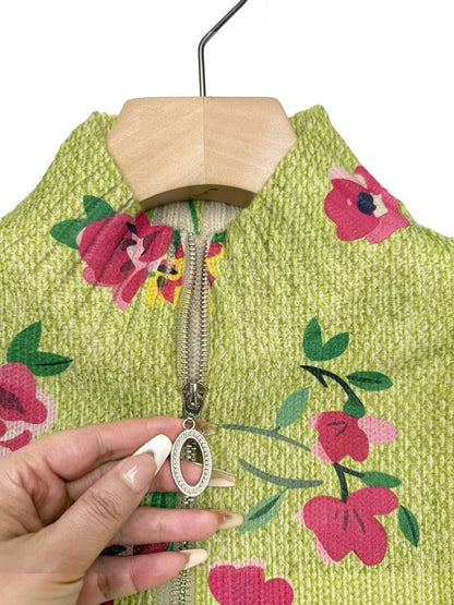 Elke | Cardigan Donna Verde a Fiori