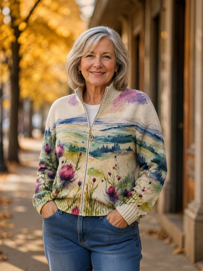 Heike | Cardigan Donna con Cardi e Paesaggio