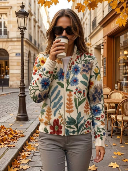 Birgit | Cardigan Donna con Stampa Botanica