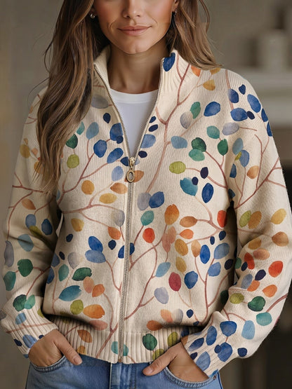 Anja | Cardigan Donna con Foglie Colorate