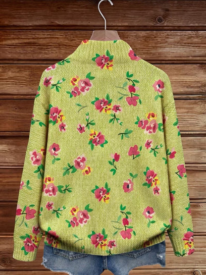 Elke | Cardigan Donna Verde a Fiori