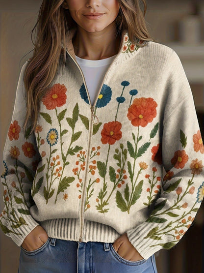 Andrea | Cardigan Donna con Fiori di Campo