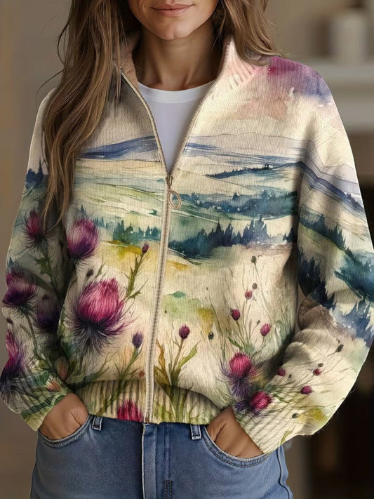 Heike | Cardigan Donna con Cardi e Paesaggio
