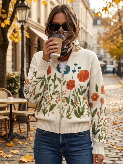 Andrea | Cardigan Donna con Fiori di Campo