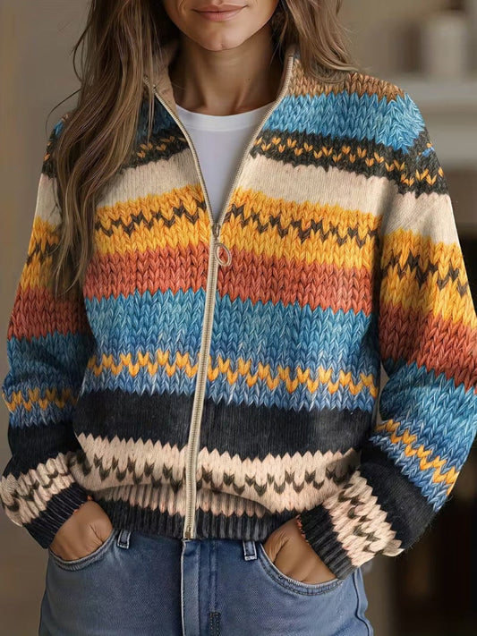 Karin | Cardigan Donna con Zigzag Colorati