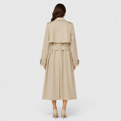 Trench Lungo Donna Doppiopetto con Cintura
