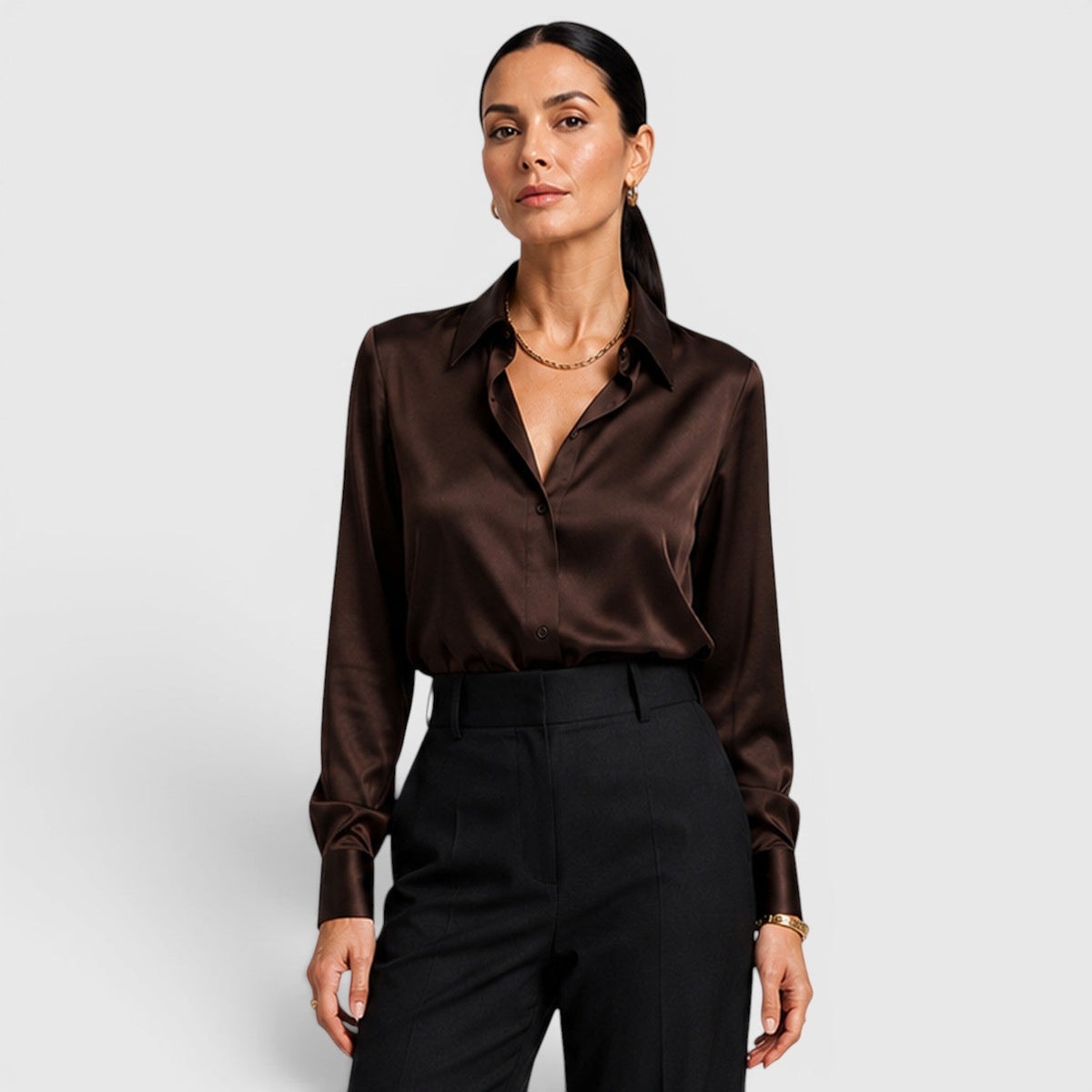 Blusa Donna in Raso con Colletto