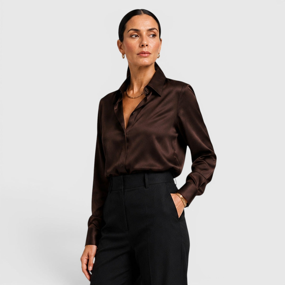 Blusa Donna in Raso con Colletto
