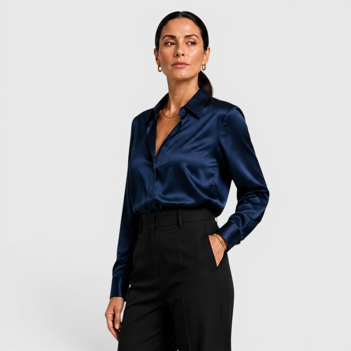 Blusa Donna in Raso con Colletto