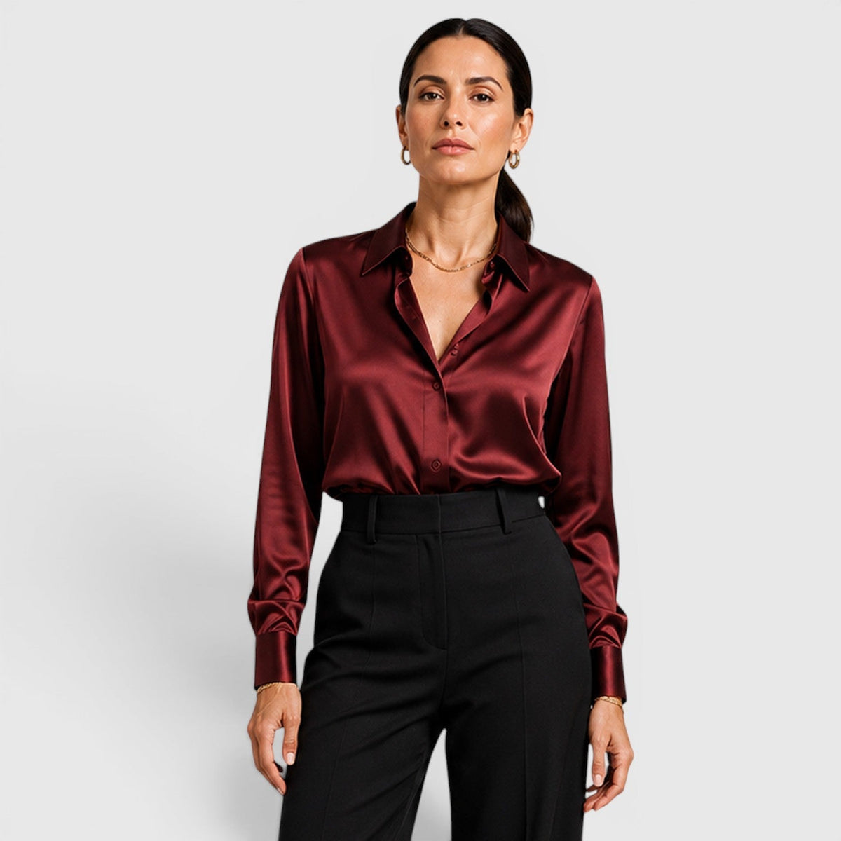 Blusa Donna in Raso con Colletto