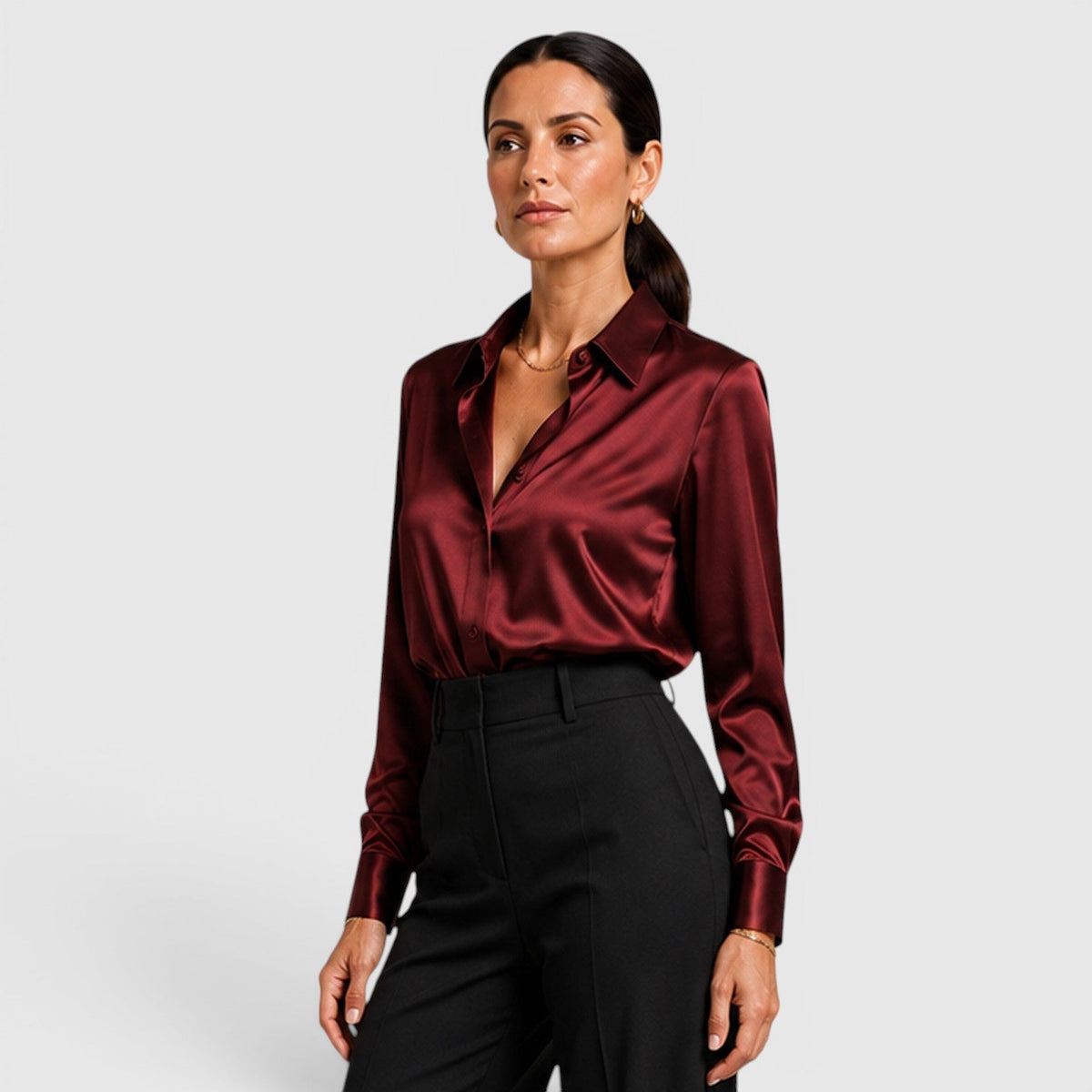 Blusa Donna in Raso con Colletto