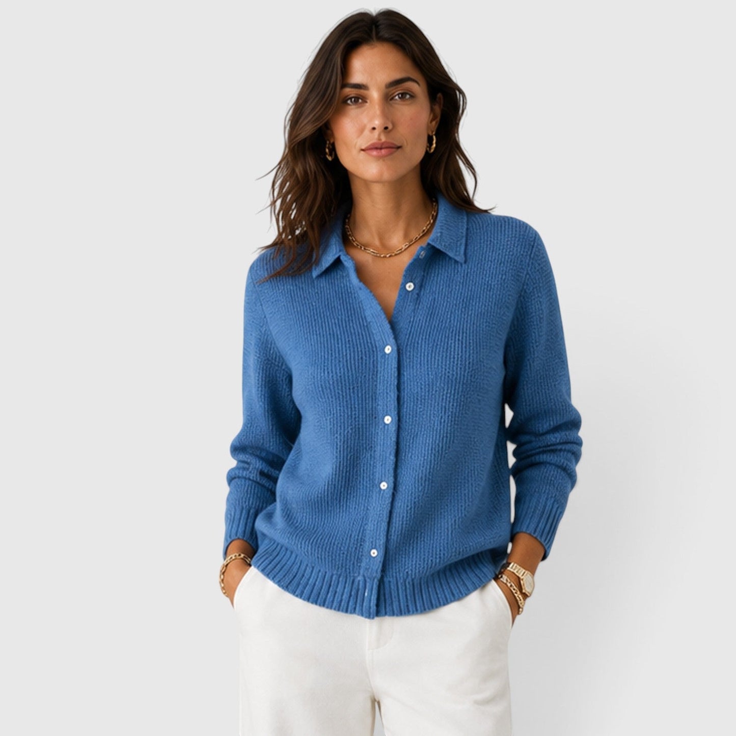 Cardigan Donna con Revers e Bottoni